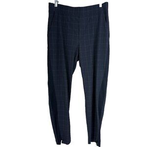Athleta Women 12 Brooklyn Ankle Pant Navy Blue Plaid Stretch Commute Travel Work